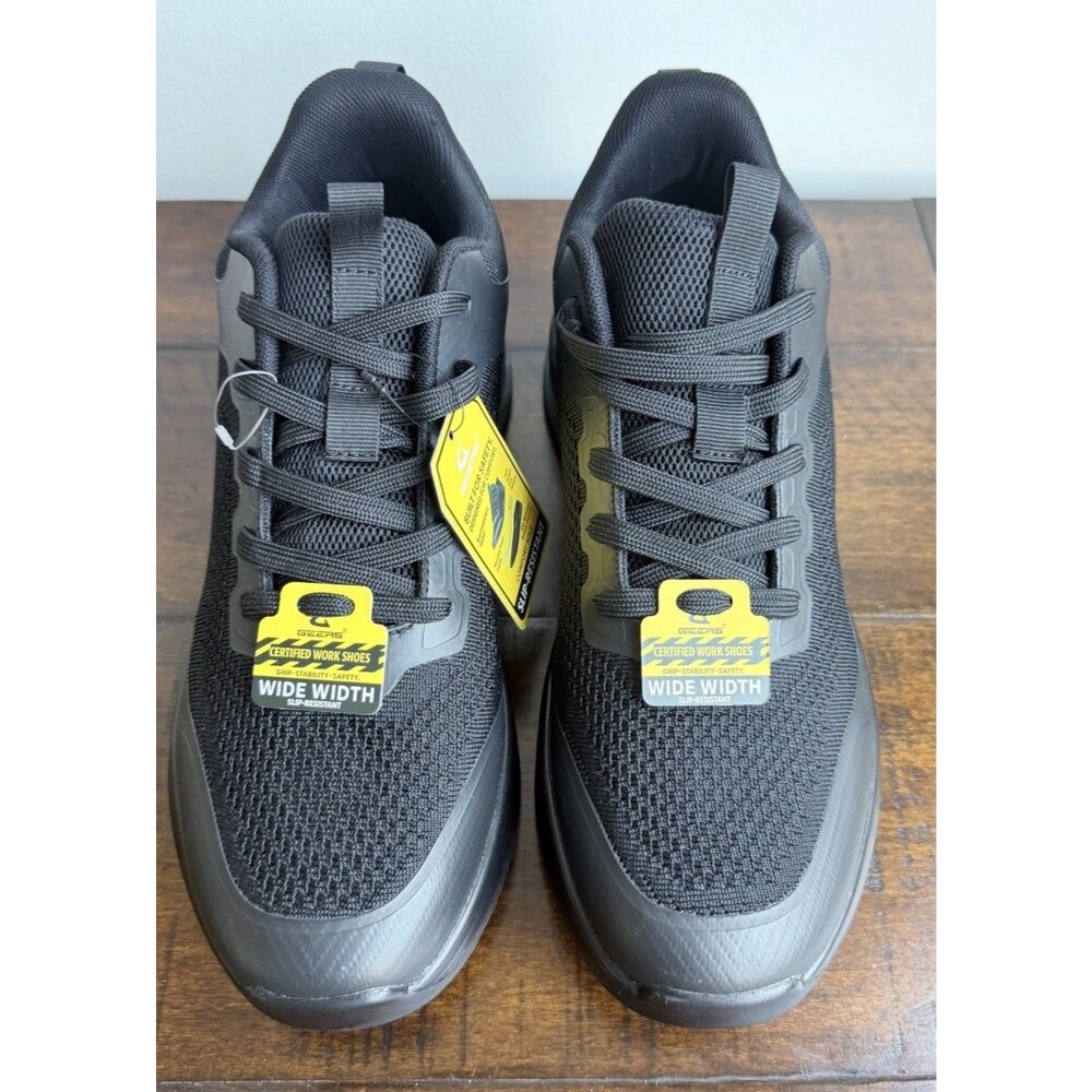 GEERS Mens 9.5 W Work Shoes Black Slip Resistant Air Cushion Sneakers NWOB 5580W